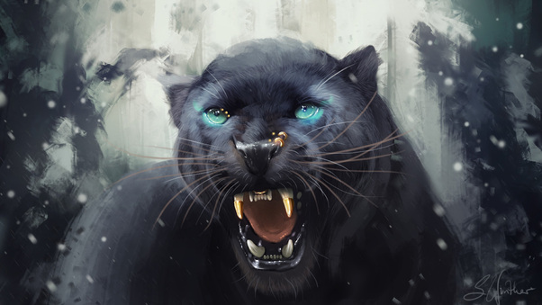 Black Panther Roar Artwork Wallpaper