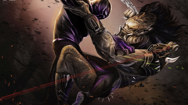 Black Panther Vs Predator Illustration Wallpaper