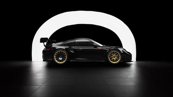 Black Porsche 911 In Motion Wallpaper