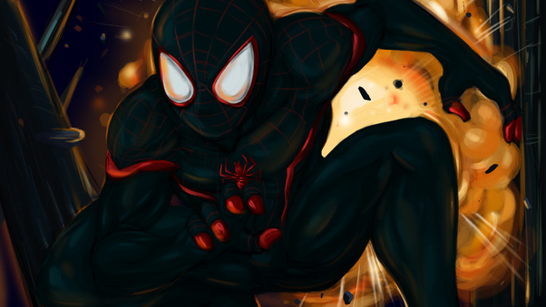 Black Spiderman 4k Art Wallpaper