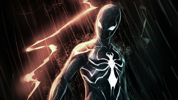 Black Spiderman In Dark 4k Wallpaper