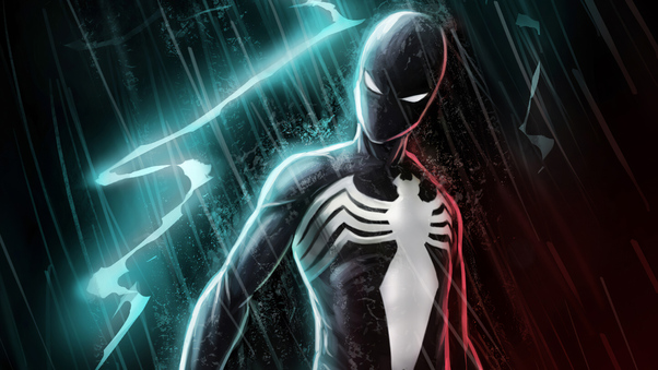 Black Spiderman Lightning 4k Wallpaper