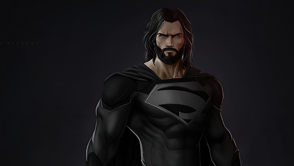 Black Superman Suit Beard Wallpaper