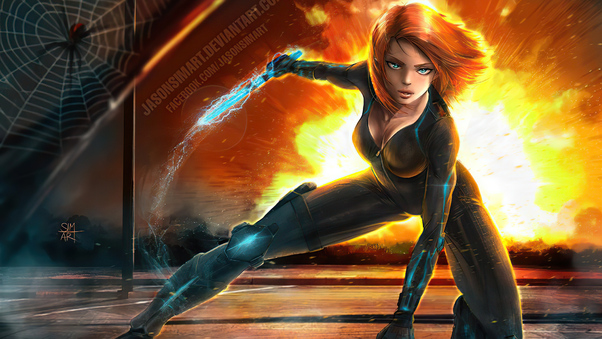 Black Widow In Fight Mode Wallpaper