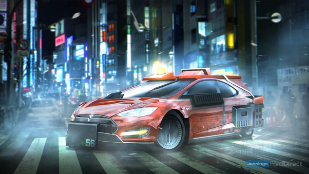 Blade Runner Deckards Sedan Tesla Model S Wallpaper