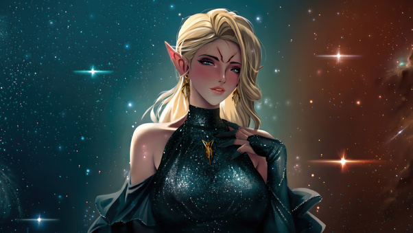 Blonde Elf Girl In Space (1152x864) Resolution Wallpaper