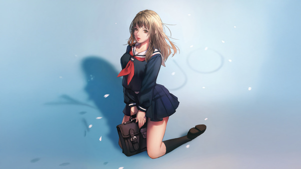 Blonde Hair School Uniform Anime (1920x1080) Resolution Wallpaper
