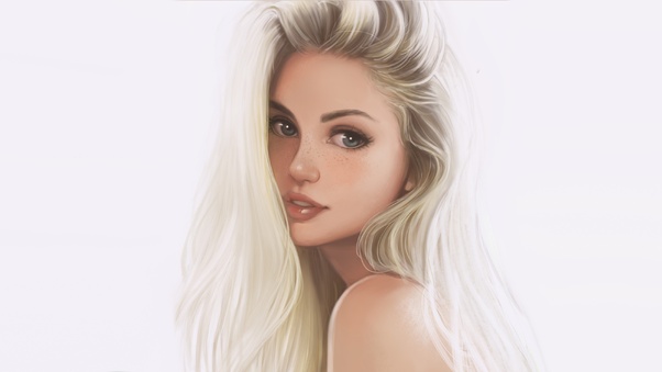 Blonde Woman Portrait Digital Art Wallpaper