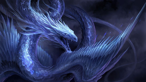 Blue Crystal Dragon 4k Wallpaper