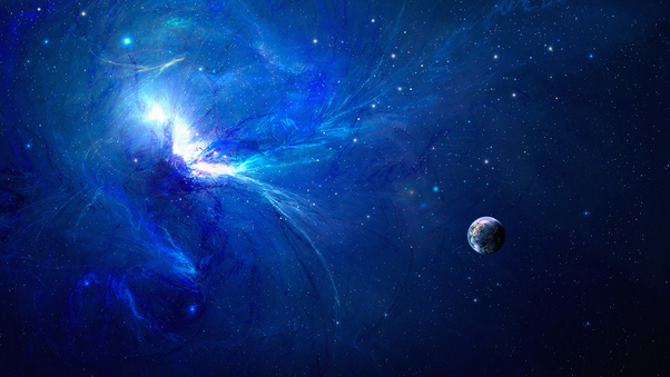 Blue Explosion Space Wallpaper