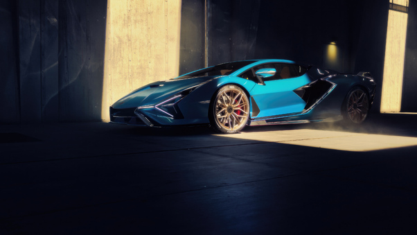 Blue Lamborghini Sian Wallpaper