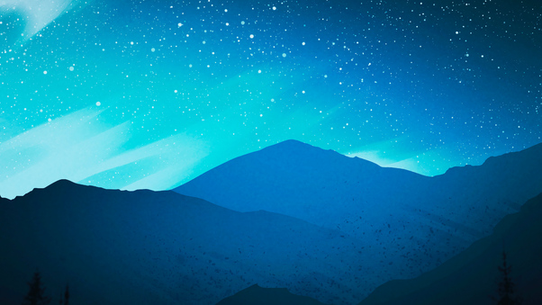 Blue Night Sky Mountains 5k Wallpaper