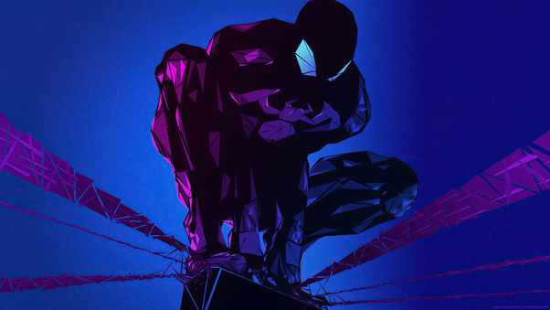 Blue Polygon Spiderman 4k Wallpaper