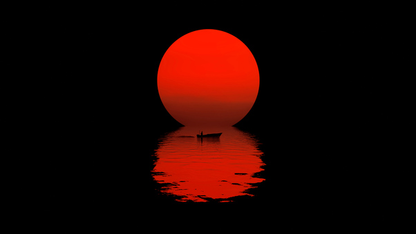 Boat Dark Sunset 5k Wallpaper