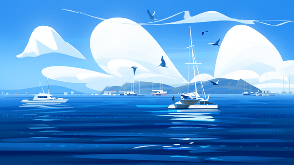 Boat Illustration 4k Wallpaper
