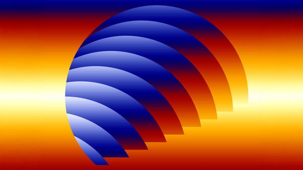 Bold Blue Layered Dome On Fire Orange Red Glow (1280x720) Resolution Wallpaper