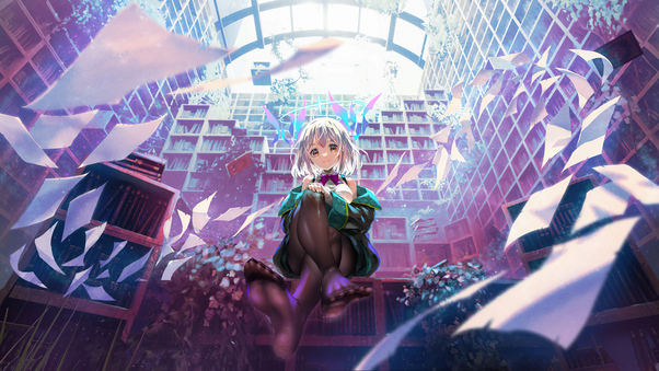 Books Colors Anime Girl Wallpaper