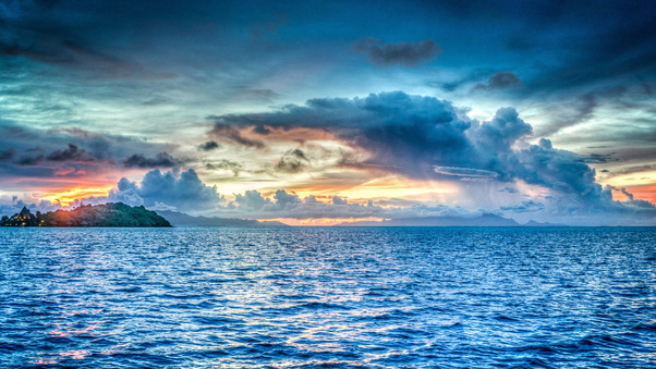 Bora Bora French Polynesia Sunset Ocean Pacific Wallpaper