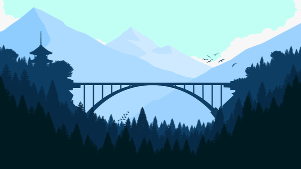 Bridge In Forest Minimalist 4k Wallpaper