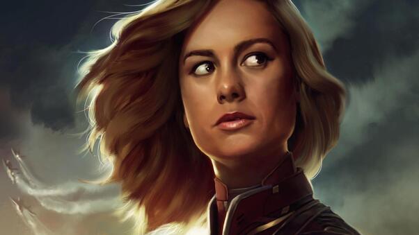 Brie Larson Captain Marvel Artwork Wallpaper