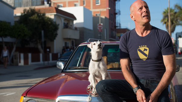Bruce Willis With Dog In Once Upon A Time In Venice Wallpaper