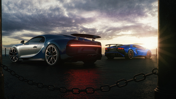 Bugatti Chiron And Lamborghini Huracan Wallpaper