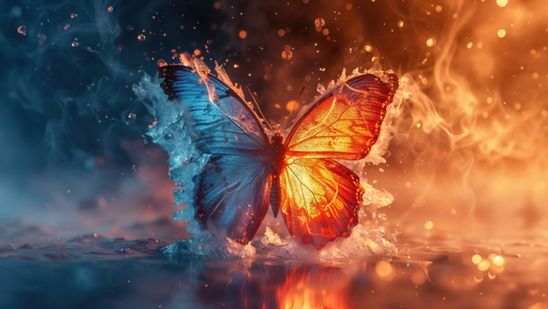 Butterfly Fire And Ice 4k Wallpaper