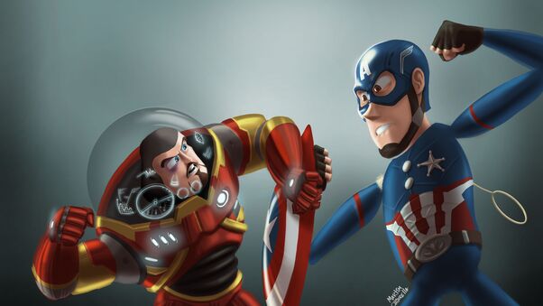 Buzz Lightyear As Iron Man And Sheriff Woody As Captain America Wallpaper