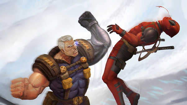 Cable Deadpool Fight Wallpaper