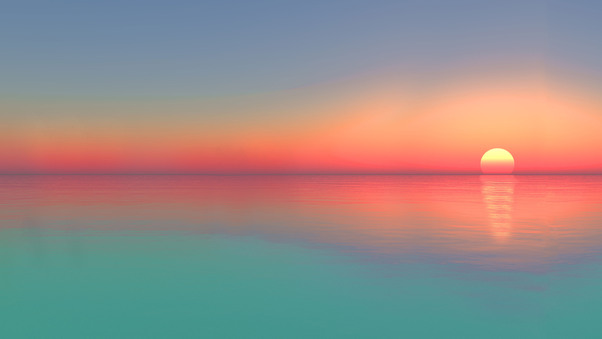 Calm Sunset Ocean Digital Art 5k Wallpaper