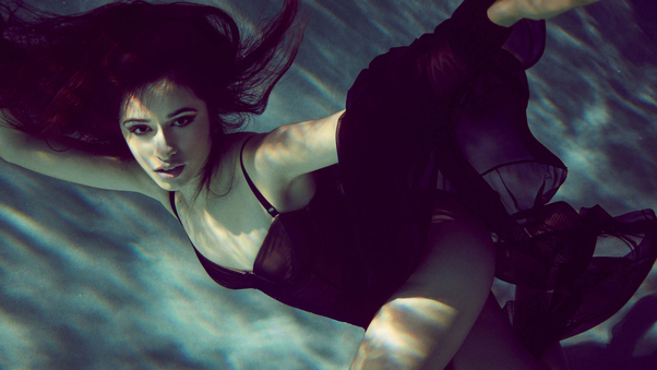 Camila Cabello Black Dress Underwater Wallpaper