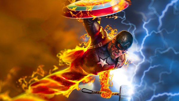 Captain America 4k Burning Hammer Wallpaper