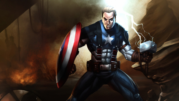 Captain America 4k Shield Hammer Wallpaper