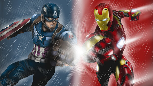 Captain America And Iron Man Artwork 5k Wallpaper