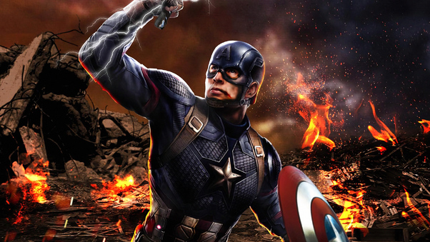 Captain America Avengers Endgame Mjolnir Wallpaper