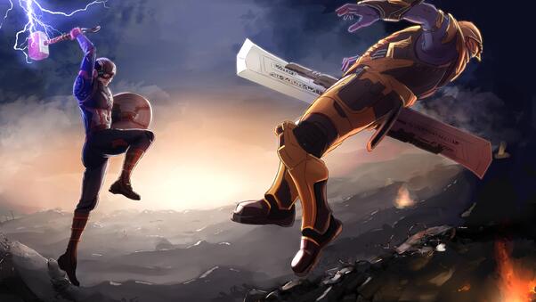 Captain America Fighting Thanos Wallpaper