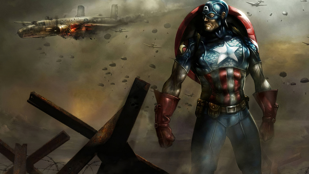 Captain America In Warzone Wallpaper