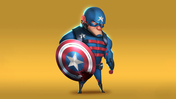 Captain America Minimal Cartoon Art 4k Wallpaper