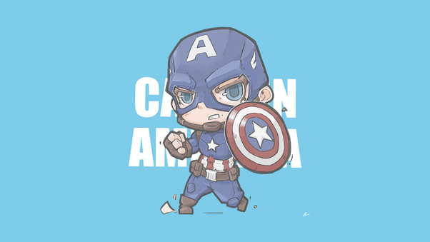 Captain America Minimal Chibbi 4k Wallpaper