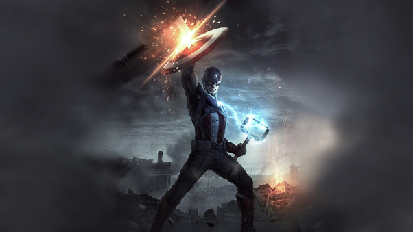 Captain America Mjolnir 4k Wallpaper