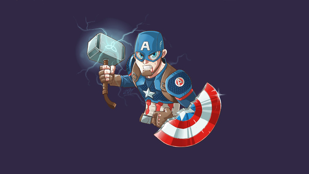 Captain America Mjolnir Art 4k Wallpaper