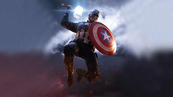 Captain America Mjolnir Artwork 4k Wallpaper