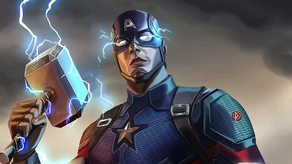 Captain America Mjolnir Artwork Wallpaper