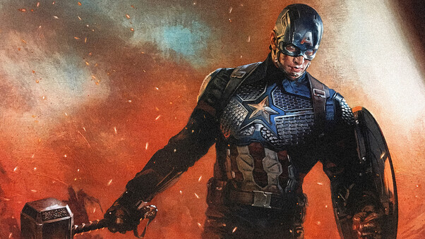 Captain America Mjolnir Wallpaper