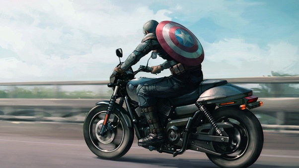 Captain America On Harley Davidson Motorcycle Artwork Wallpaper