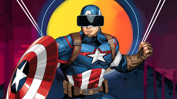 Captain America Using VR Headset Wallpaper