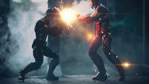 Captain America Vs Iron Man Artwork 5k Wallpaper