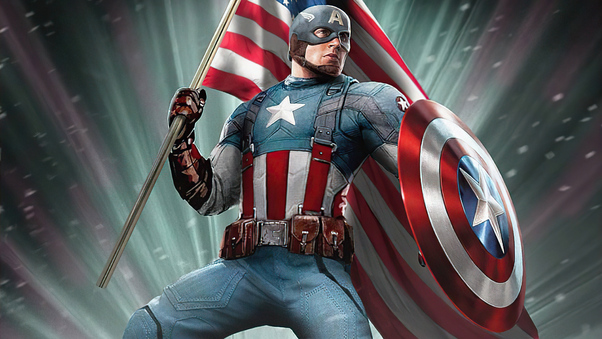 Captain America With Flag 4k Wallpaper