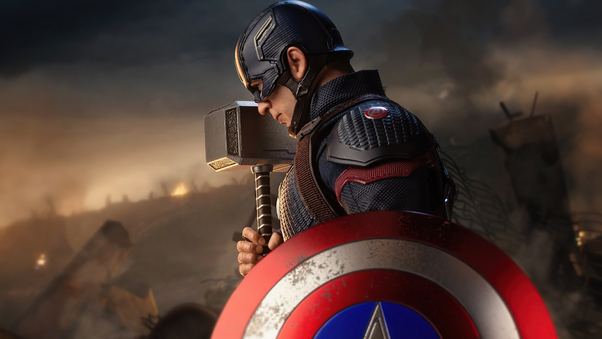 Captain America With Hammer And Shield Wallpaper