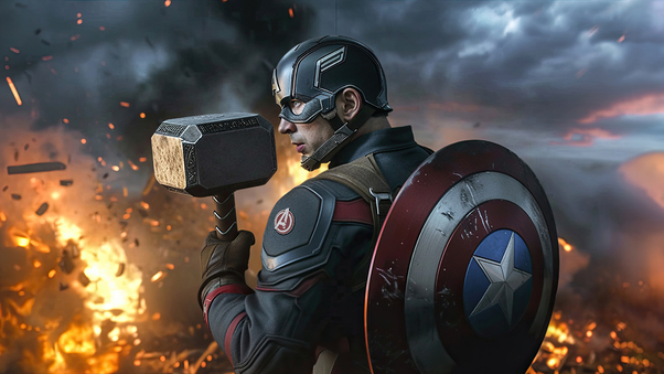 Captain America With Mjolnir Wallpaper